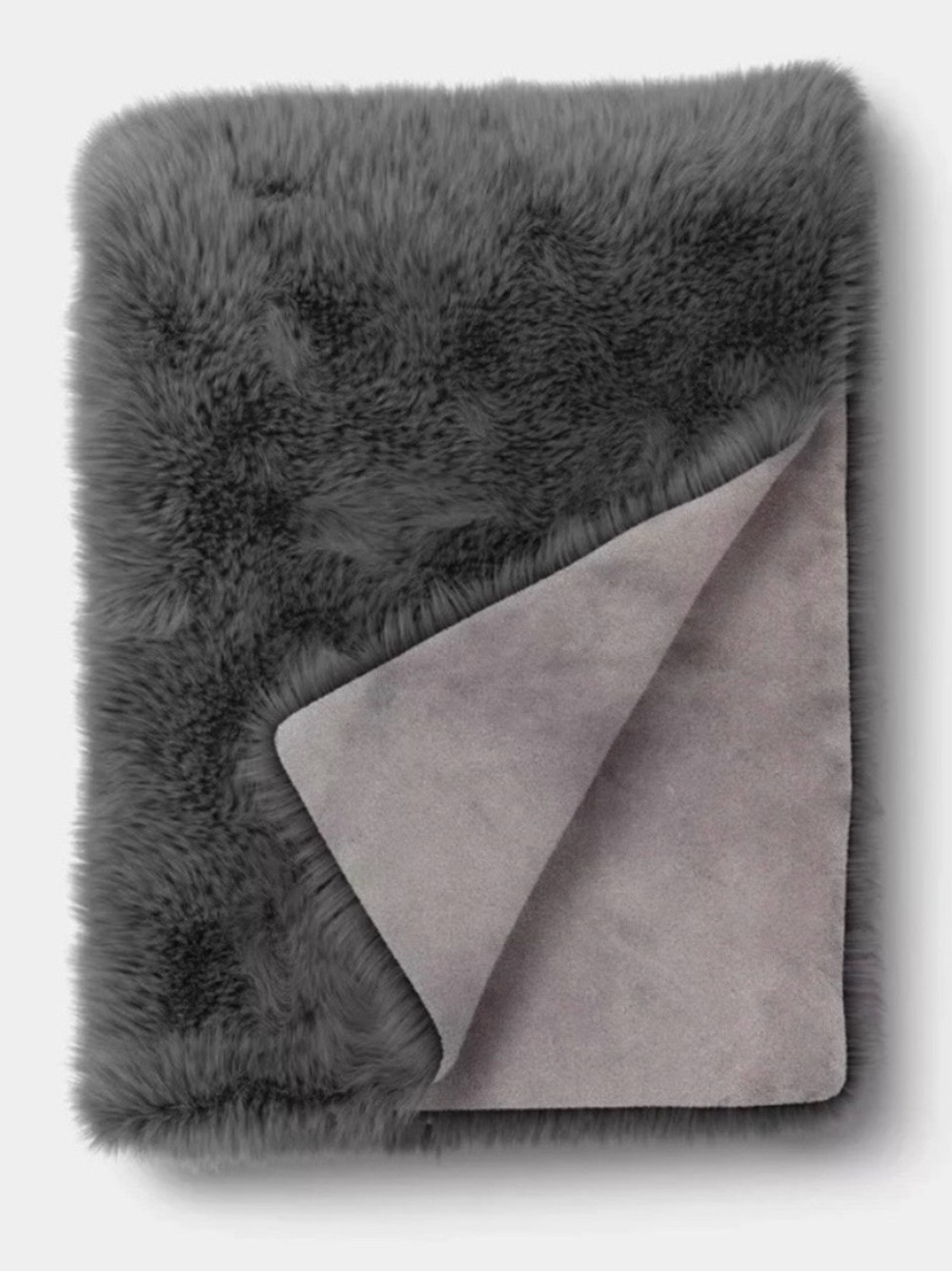 Threshold Gray Faux Fur Throw Blanket